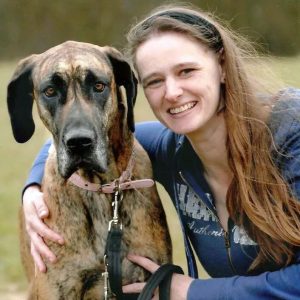 Linda with a great dane